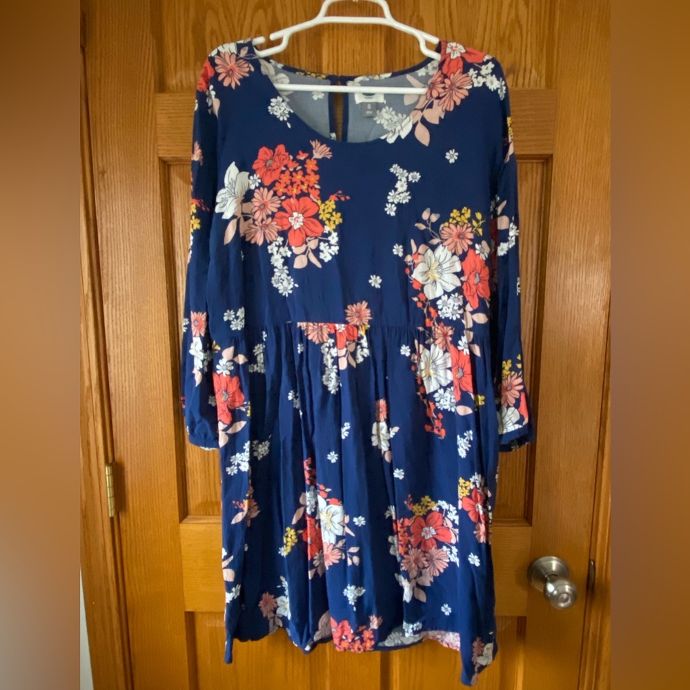 Old Navy Blue Flowered Rayon Dress
